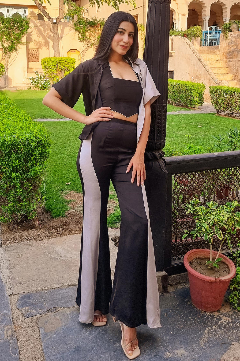 Black Bemberg Modal Silk Front Buttoned Shirt Pant Set