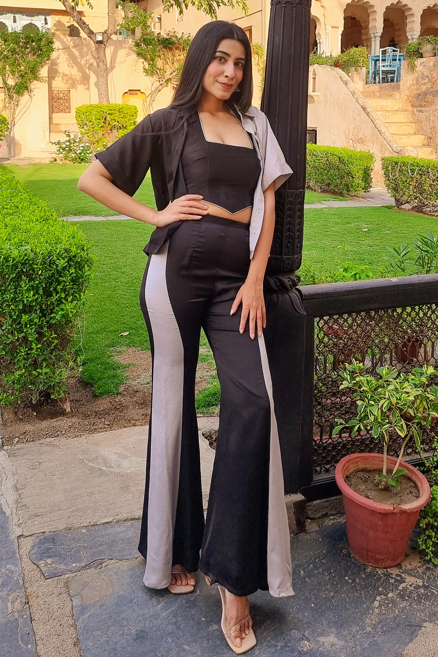 Black Bemberg Modal Silk Front Buttoned Shirt Pant Set