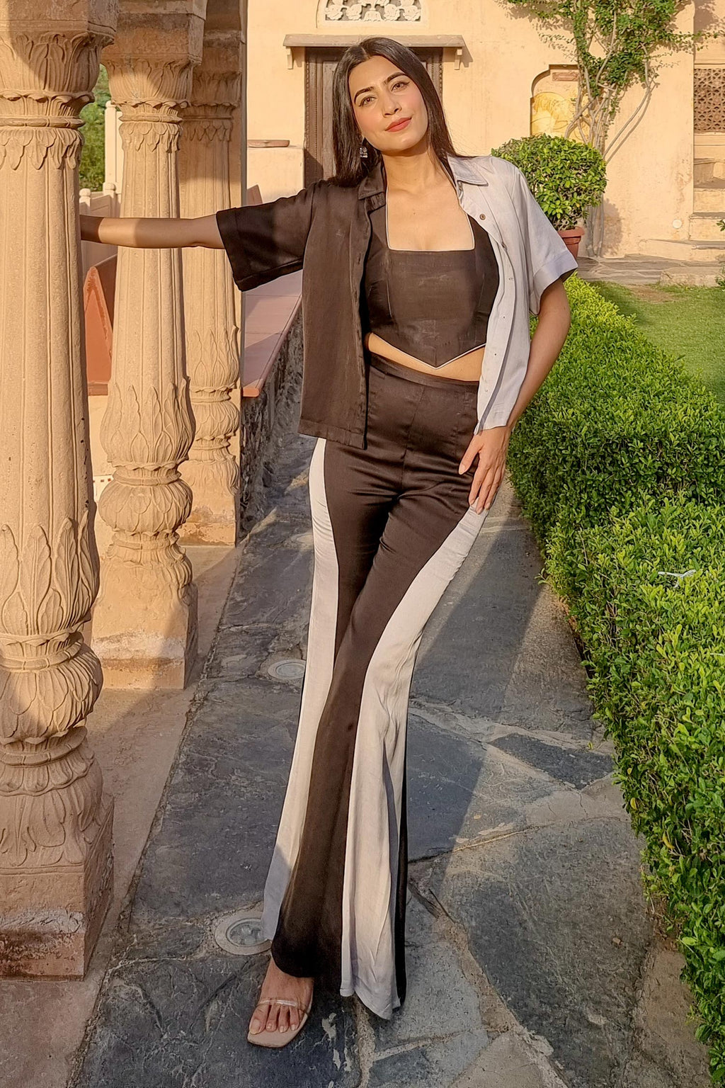 Black Bemberg Modal Silk Front Buttoned Shirt Pant Set