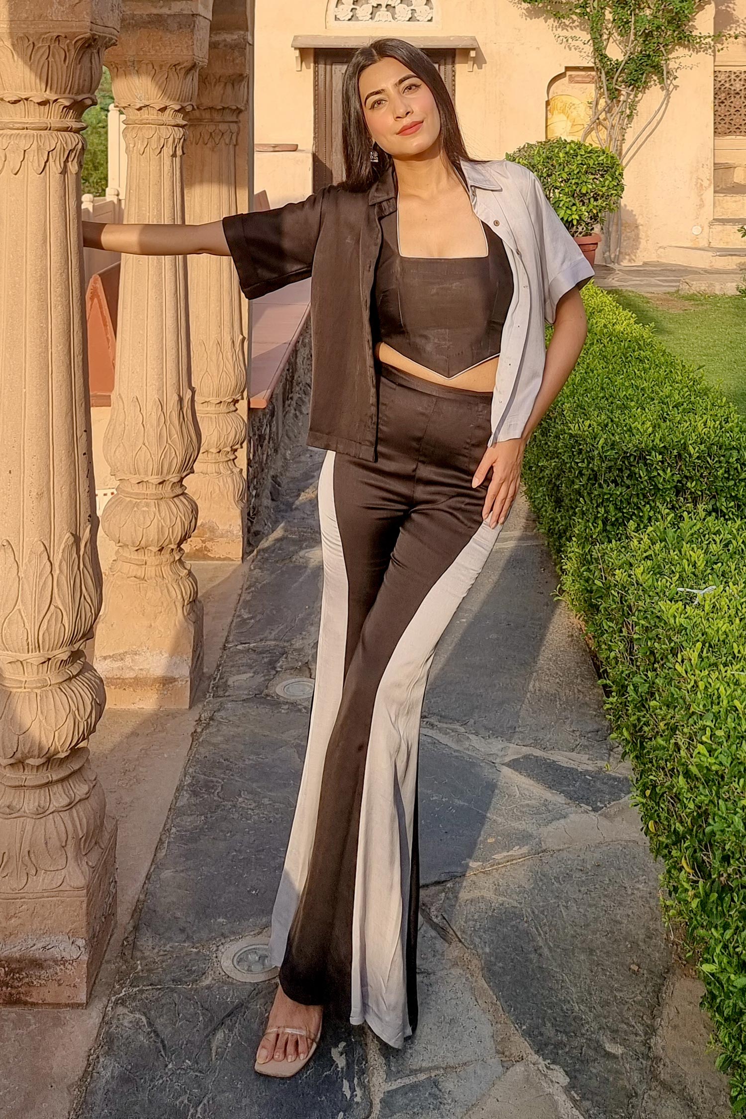 Black Bemberg Modal Silk Front Buttoned Shirt Pant Set