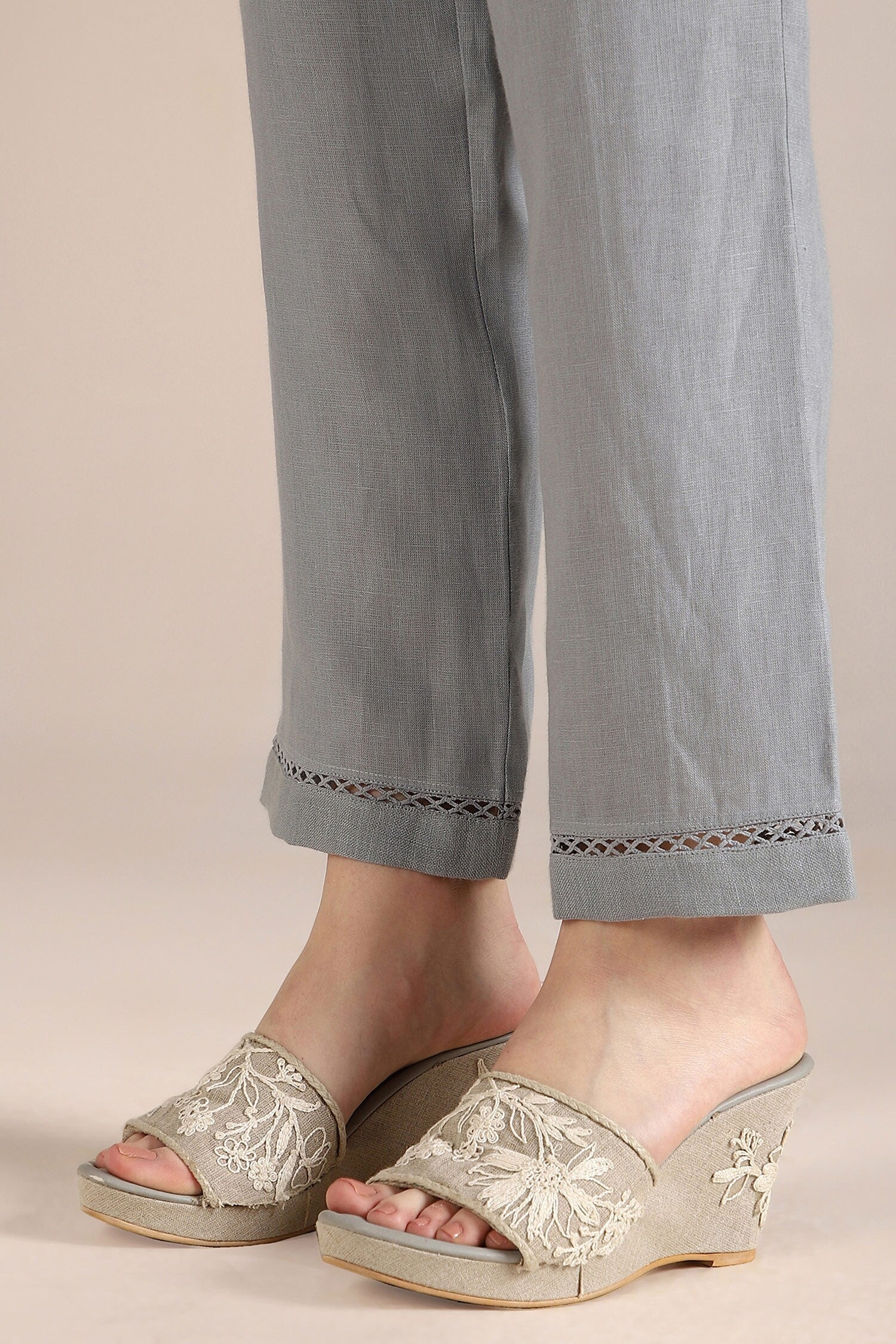 Blue 100% Linen Hand Drawn Floral Savannah Kismat Top With Pant For Women