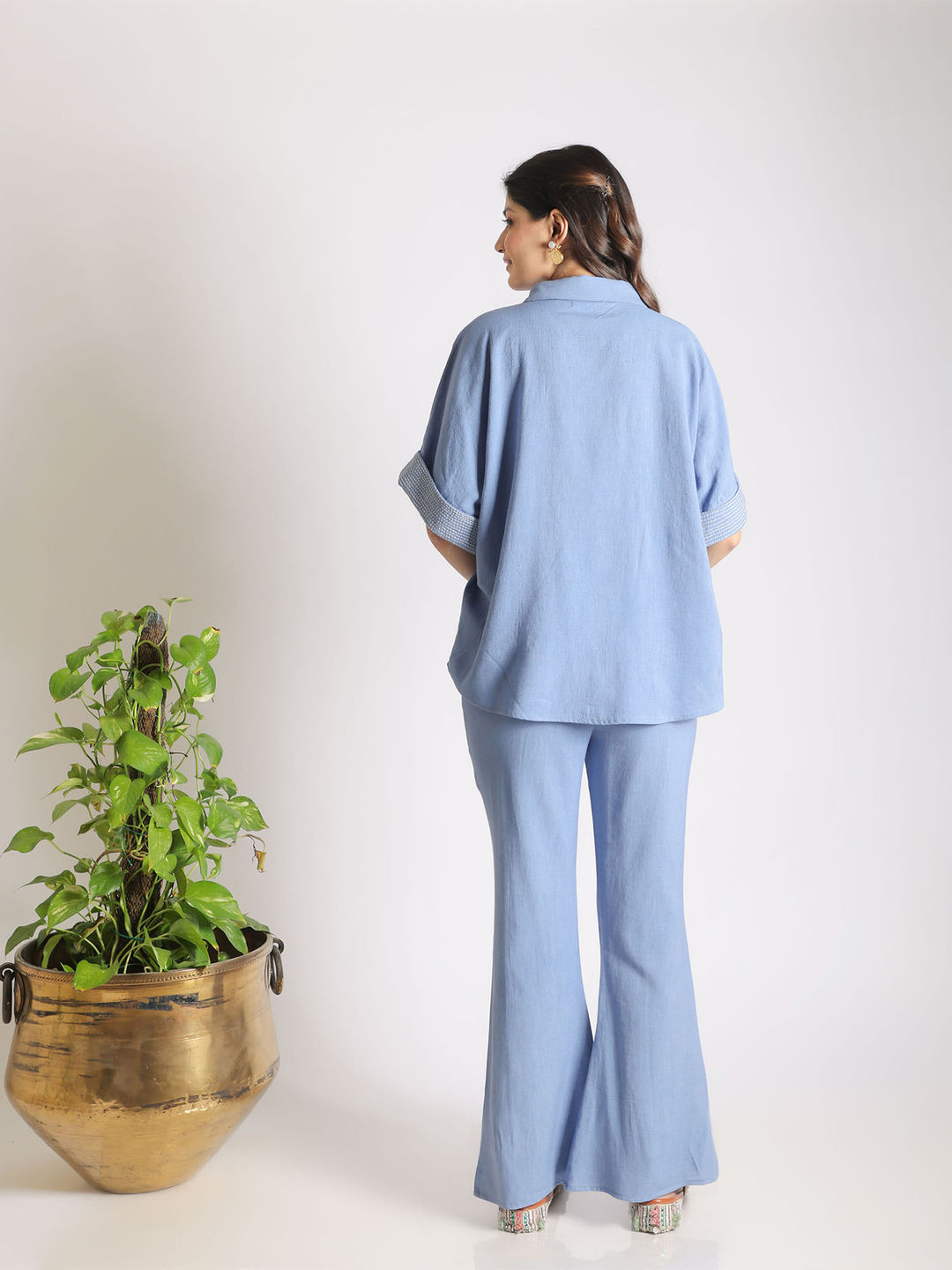 Blue Blossom Embroidered Co-Ord (Set of 2)