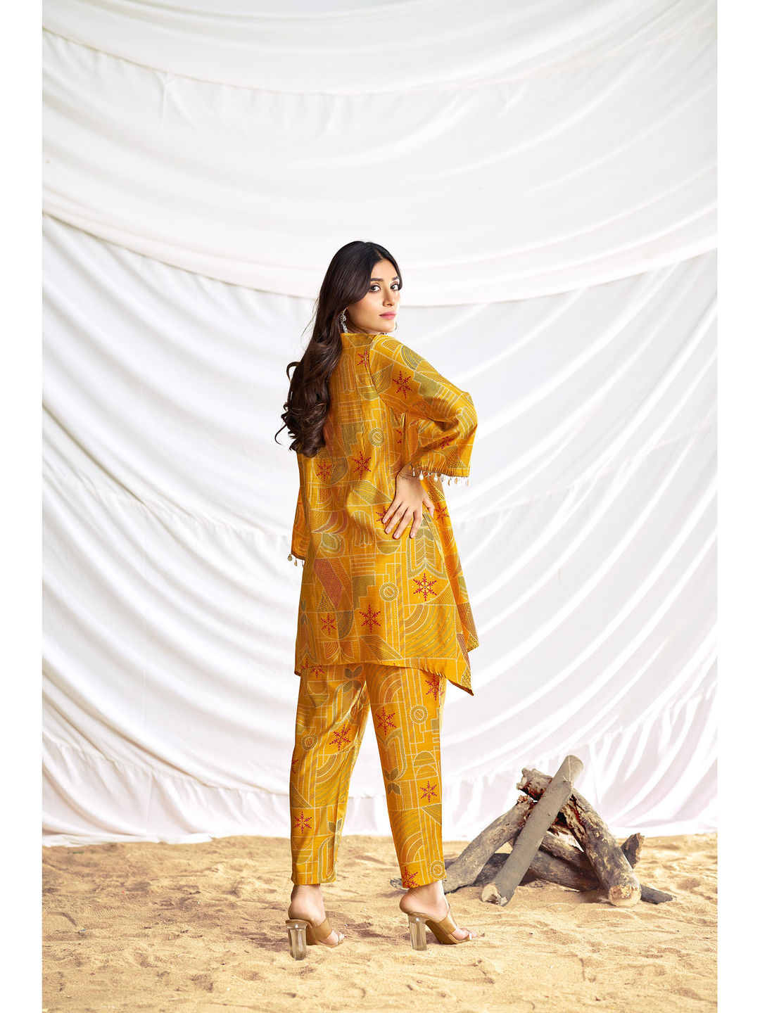 Ashka Chanderi Mustard Co-Ord (Set of 2)