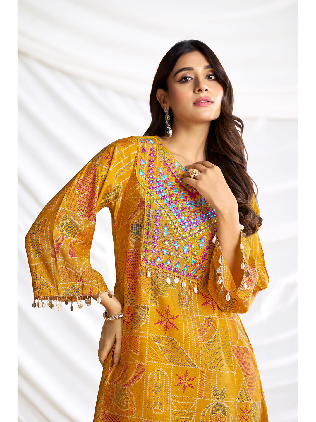 Ashka Chanderi Mustard Co-Ord (Set of 2)