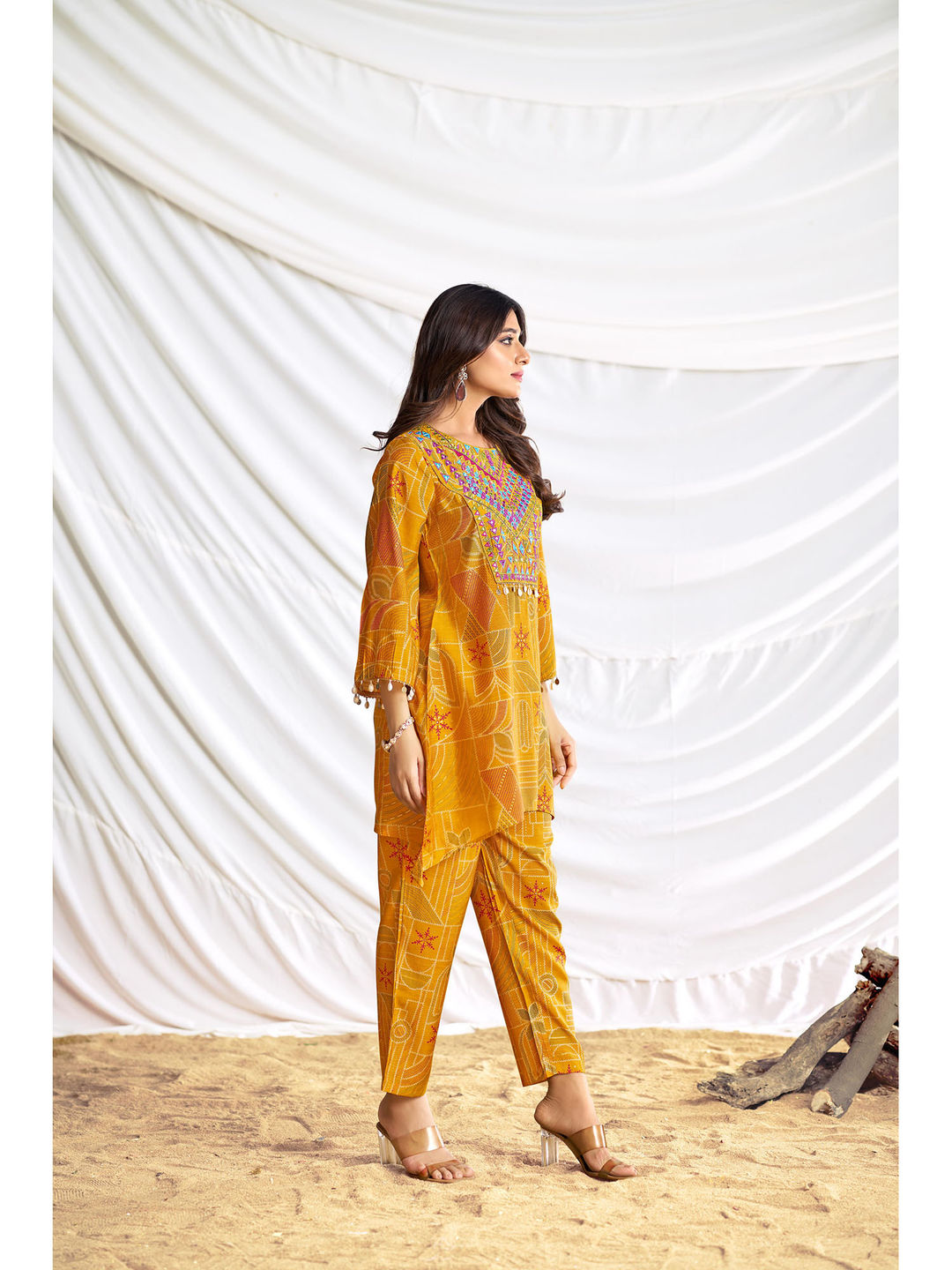Ashka Chanderi Mustard Co-Ord (Set of 2)