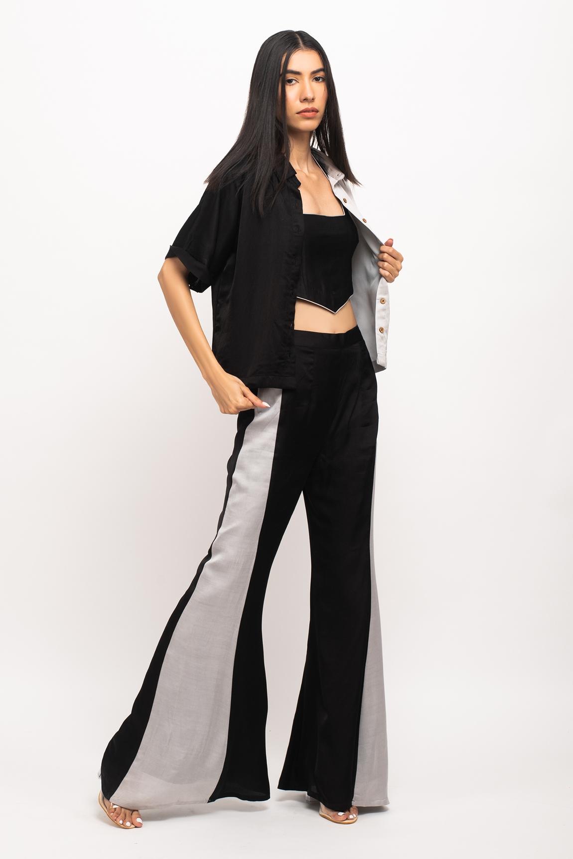 Black Bemberg Modal Silk Front Buttoned Shirt Pant Set