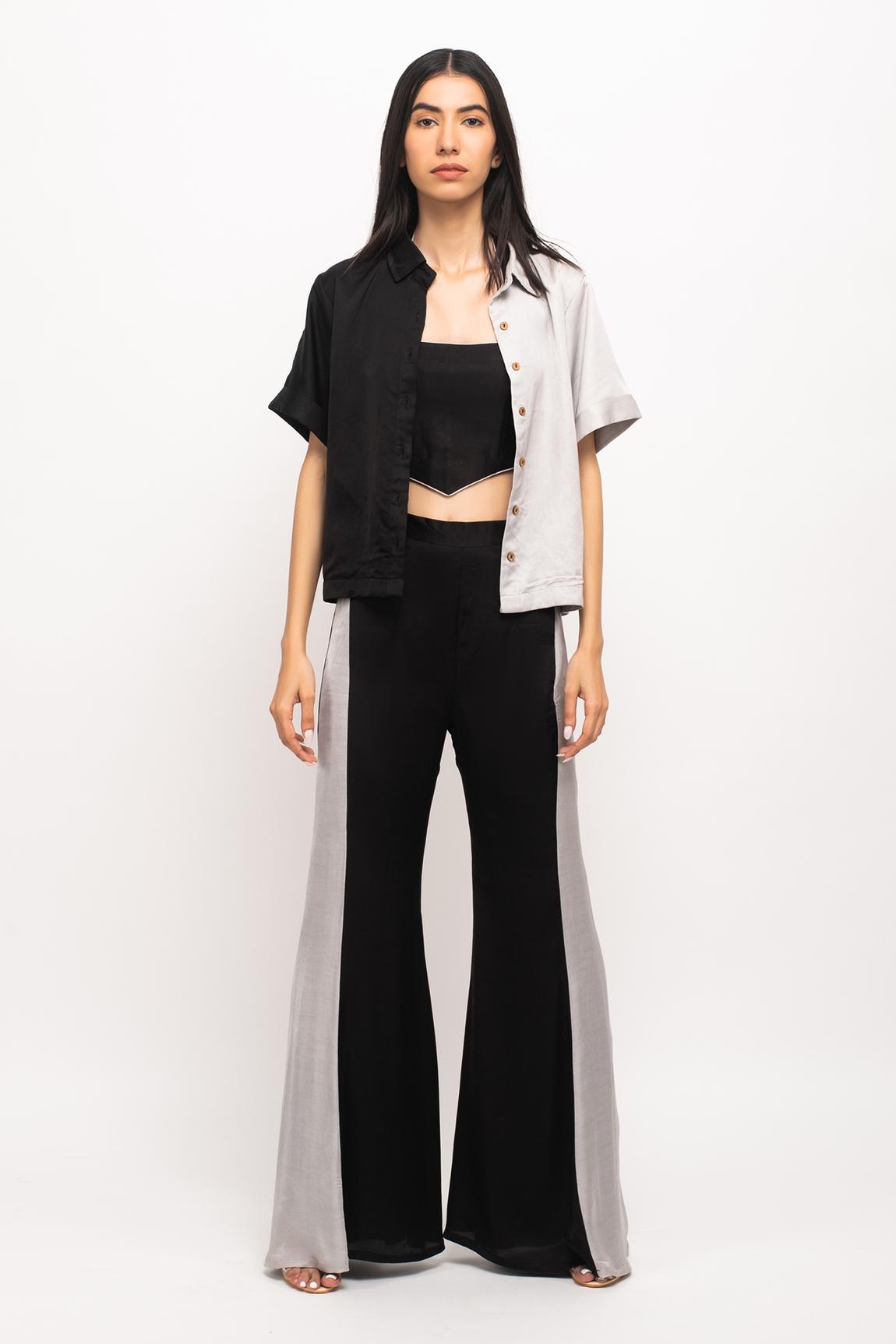 Black Bemberg Modal Silk Front Buttoned Shirt Pant Set