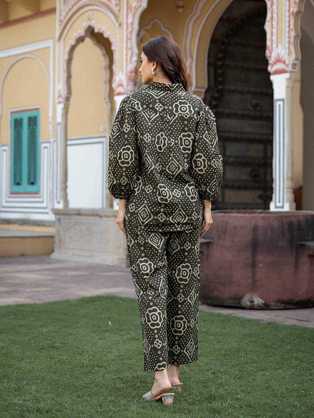 Black Floral Print Pure Cotton Straight Co-Ord (Set of 2)