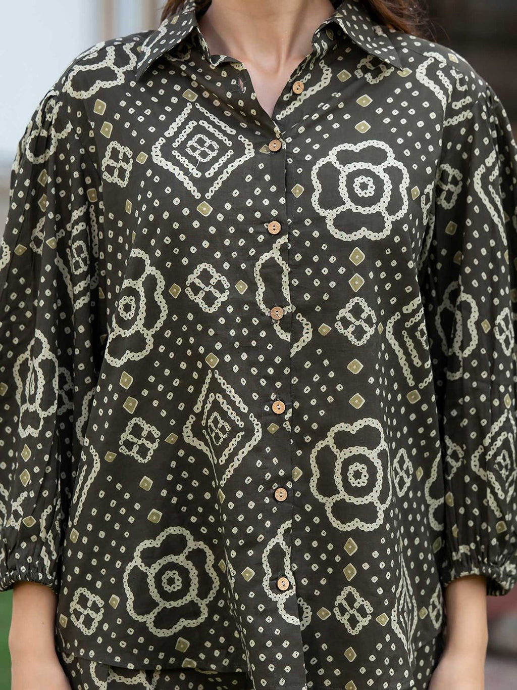 Black Floral Print Pure Cotton Straight Co-Ord (Set of 2)