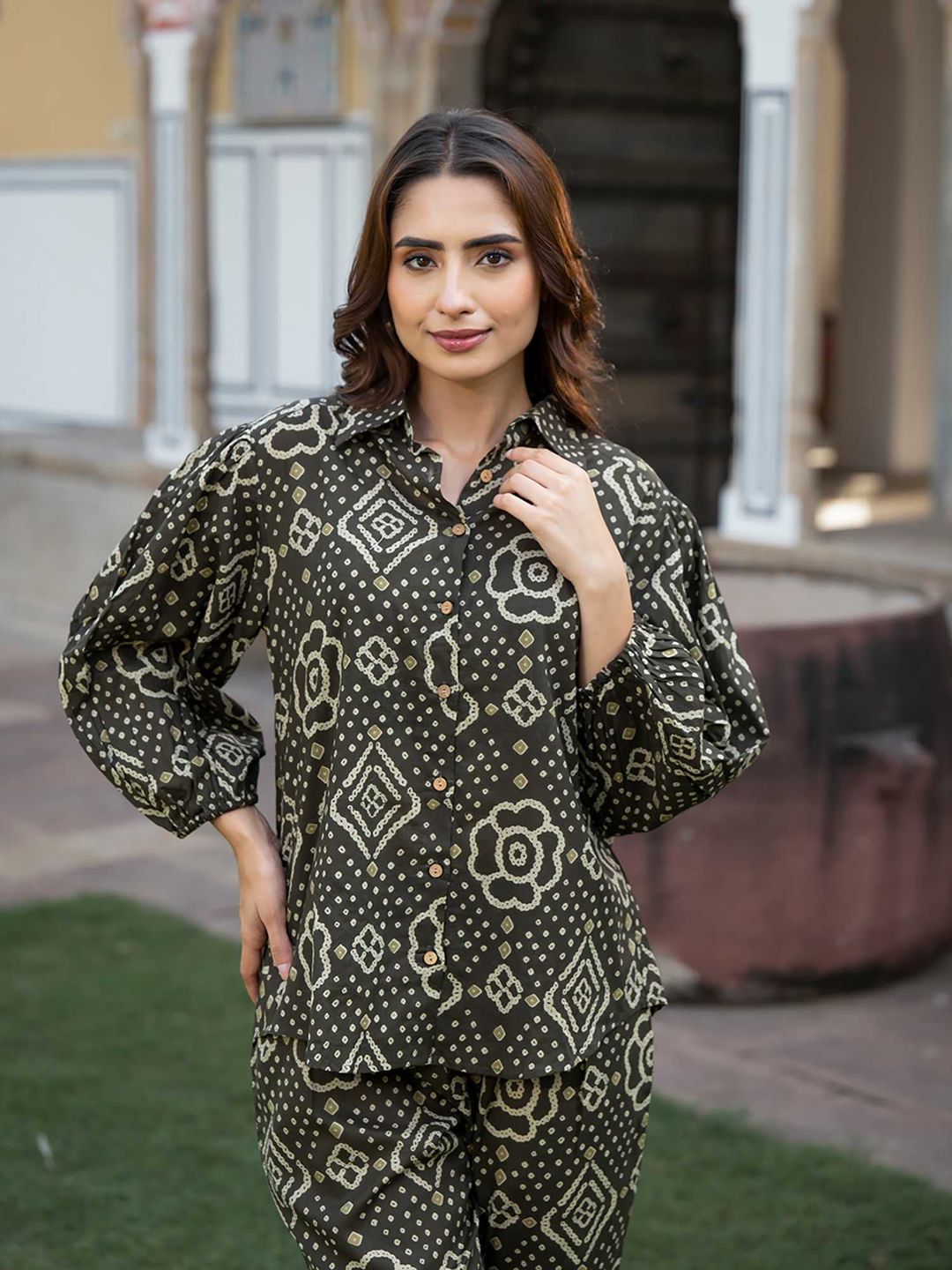 Black Floral Print Pure Cotton Straight Co-Ord (Set of 2)