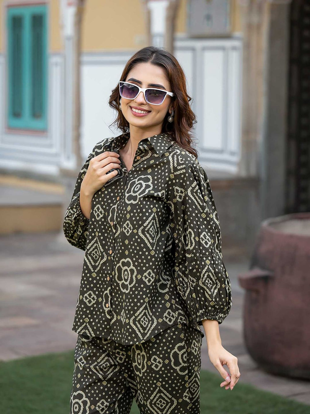 Black Floral Print Pure Cotton Straight Co-Ord (Set of 2)